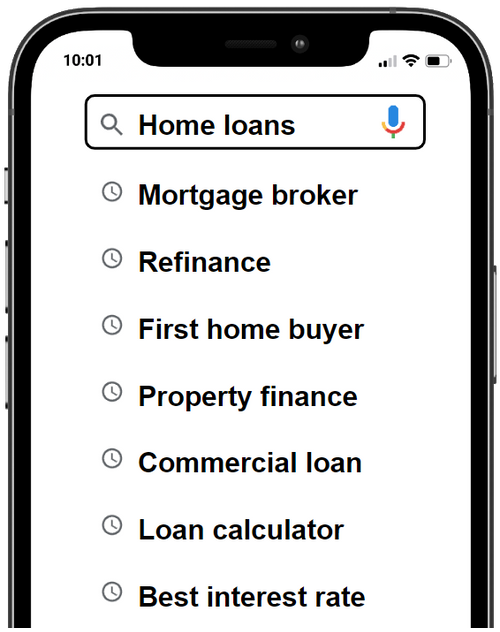 Search bar search for home loans