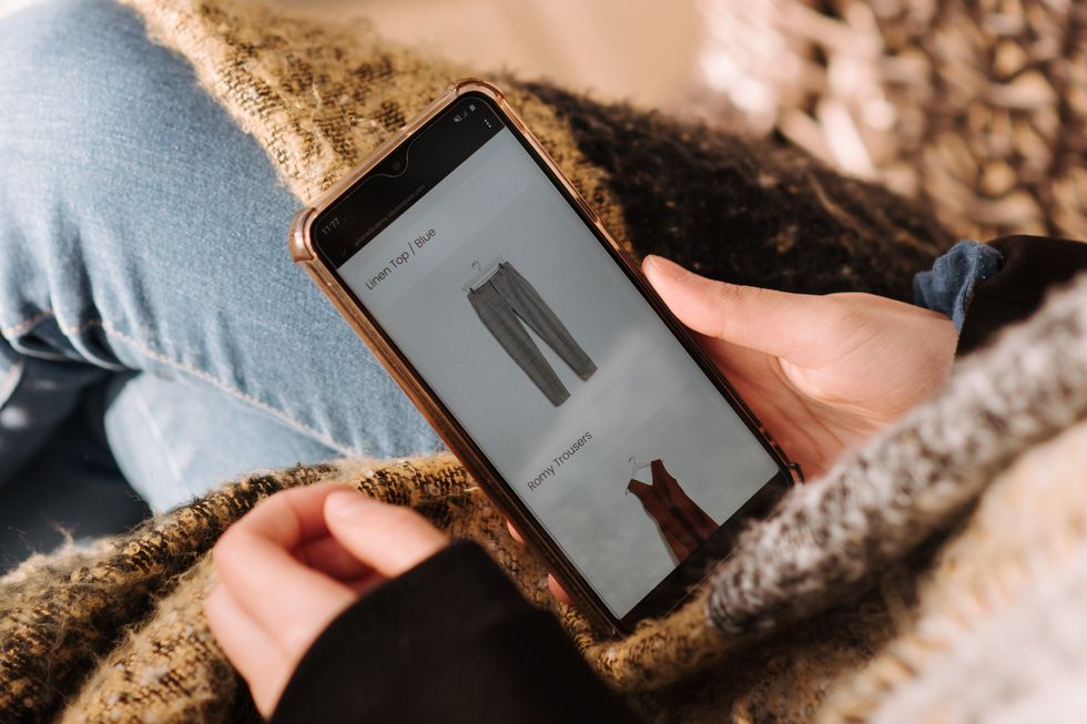 Online retail shop opened on a mobile phone